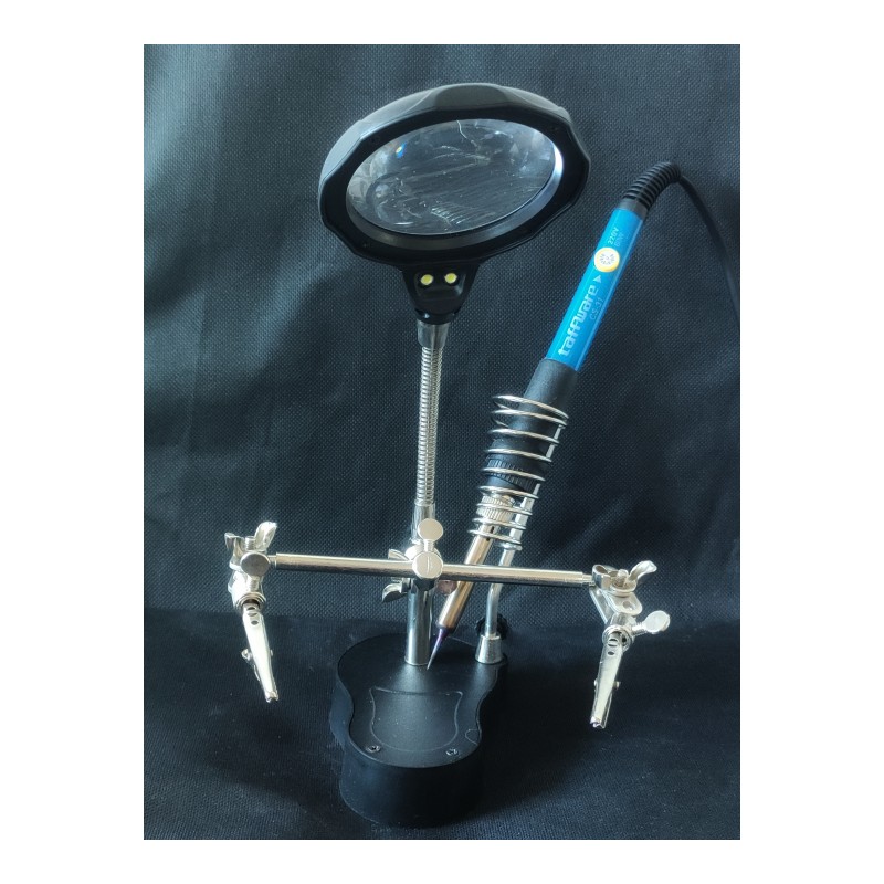 عدسة مكبرة مع قاعدة وحامل كاوية لصيانة الإلكترونيات Helping Hands Soldering Stand